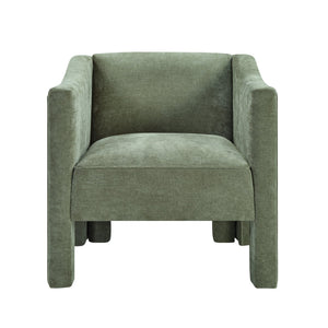 English Elm Modern Barrel Accent Chair Chenille Upholstered Wraparound Armchair for Any Room Green N763P336531F