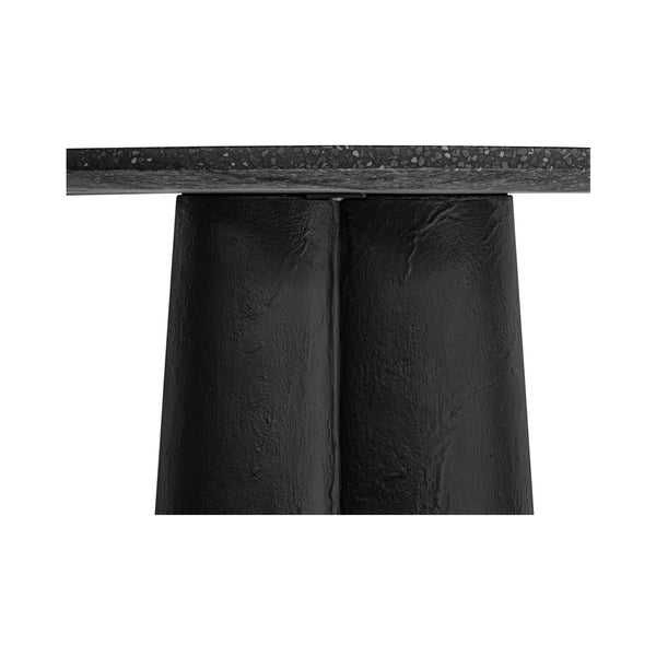 English Elm Mono Round Terrazzo Dining Table Concrete Base Seats 4 Architectural Modern B2769S00011
