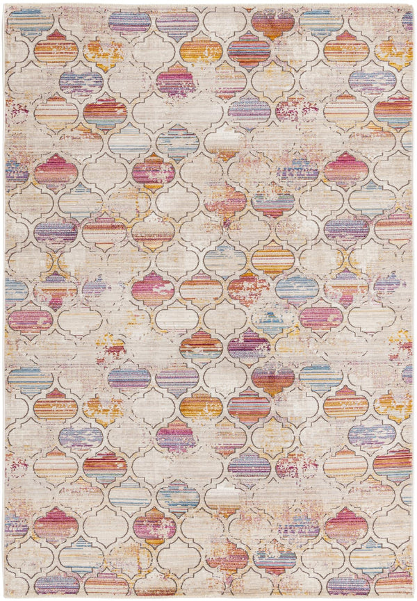 Unique Loom Deepa Static Trellis Machine Made Trellis Rug Multi, Beige/Blue/Orange/Pink 6' 1" x 8' 10"