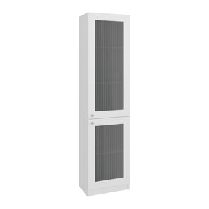 English Elm Home Vertical Freestanding Bookcase with Open Shelving and Enclosed Lower Cabinet White B200P465730