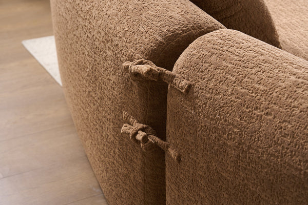 English Elm Compression Compression Sponge Sofa Curved Modular Sectional with 30D High-Density Chenille Sleeper for Cozy Apartment Living Room Comfort and Safe Rounded Design Caramel W2231S00040