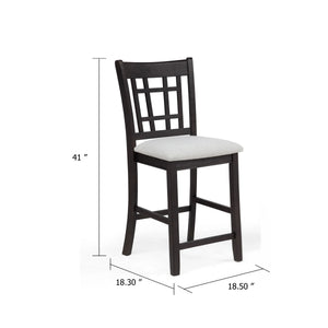 English Elm Mipo Counter Height Dining Chairs Two-tone Grid Back with White Upholstered Seats Set Charcoal Black B056P417085
