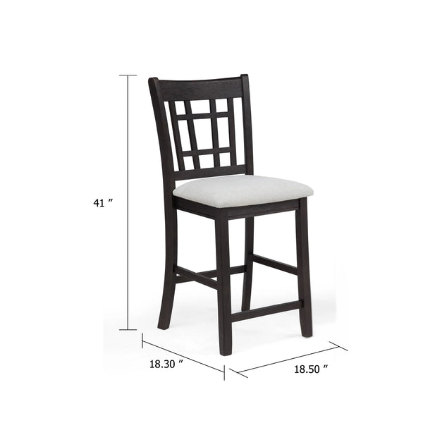 English Elm Mipo Counter Height Dining Chairs Two-tone Grid Back with White Upholstered Seats Set Charcoal Black B056P417085