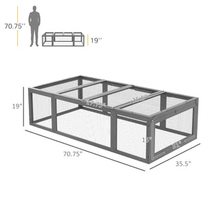 English Elm Large Fir Wood Outdoor Rabbit Hutch with Galvanized Mesh and Lockable Run Access T3971P407637