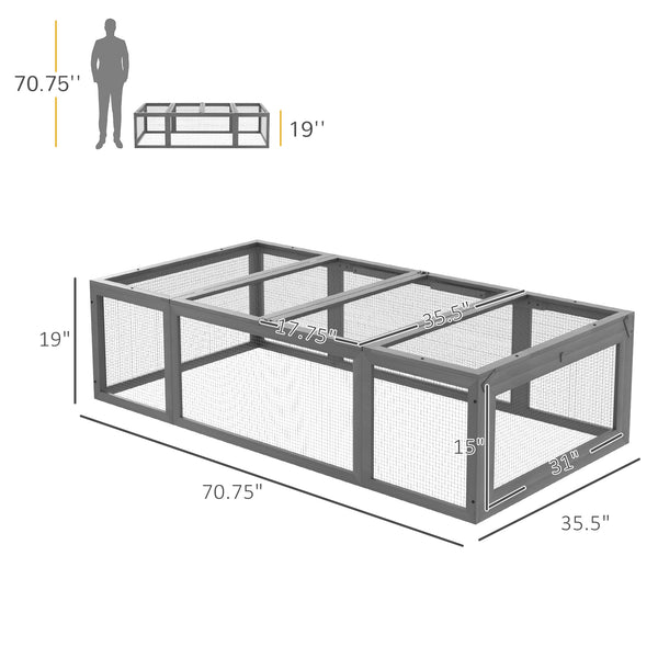 English Elm Large Fir Wood Outdoor Rabbit Hutch with Galvanized Mesh and Lockable Run Access T3971P407637