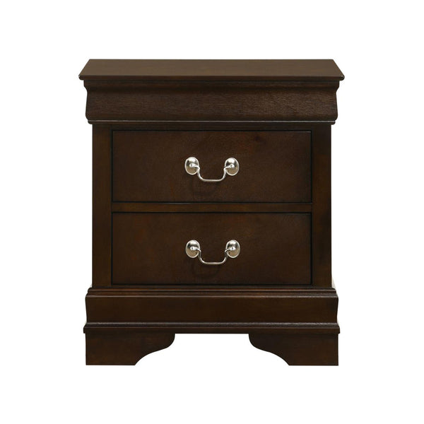 English Elm MDF Nightstand with 2 Drawers — Classic Wood Veneer Nightstand with Metallic Hardware and Tapered Legs Cappuccino B016P254522
