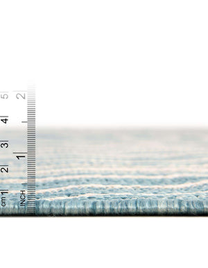 Unique Loom Outdoor Modern Pool Machine Made Abstract Rug Light Aqua, Blue/Ivory 6' 1" x 9' 0"