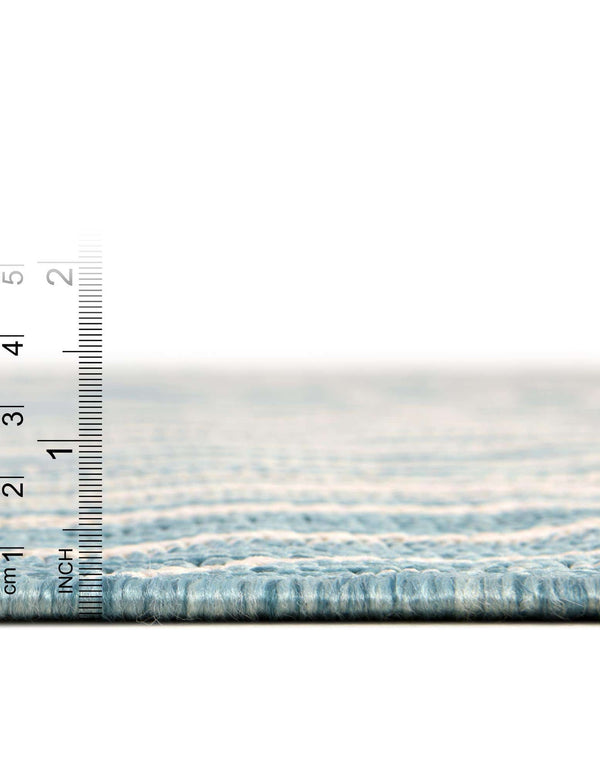 Unique Loom Outdoor Modern Pool Machine Made Abstract Rug Light Aqua, Blue/Ivory 6' 1" x 9' 0"