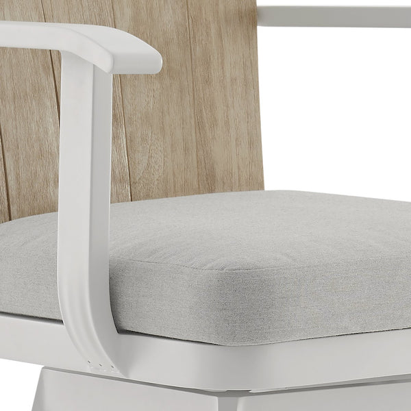English Elm Hazel Outdoor Swivel Counterstool Powder Coated Aluminum Teak Accents Weather Resistant B2736P464819