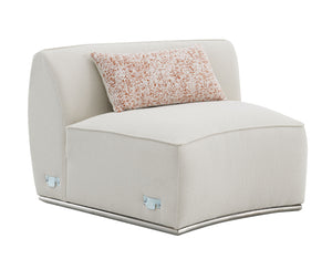 English Elm Sahara Beige Boucle Sectional Sofa with 3 Pillows — Modern Stainless Steel Base, Pocket Coil Comfort and Durable Wood Frame B2726S00249