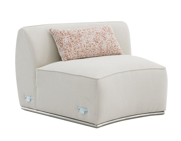 English Elm Sahara Beige Boucle Sectional Sofa with 3 Pillows — Modern Stainless Steel Base, Pocket Coil Comfort and Durable Wood Frame B2726S00249