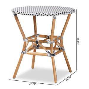 English Elm Classic Parisian Bistro Round Table with Woven Top and Natural Rattan Pole Legs B2750P470049