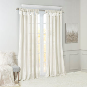 English Elm Twist Faux Silk Lined Window Curtain Panel with Twist Tab Top for Privacy and Luxe Sheen, 50x120 White 2.95 L x 10.04 W x 10.24 H B03598110
