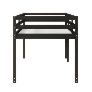 English Elm Solid Twin Loft Bed with Ladder and Reinforced Slats for Storage-Friendly, Space-Saving Bedrooms Black W504P190956