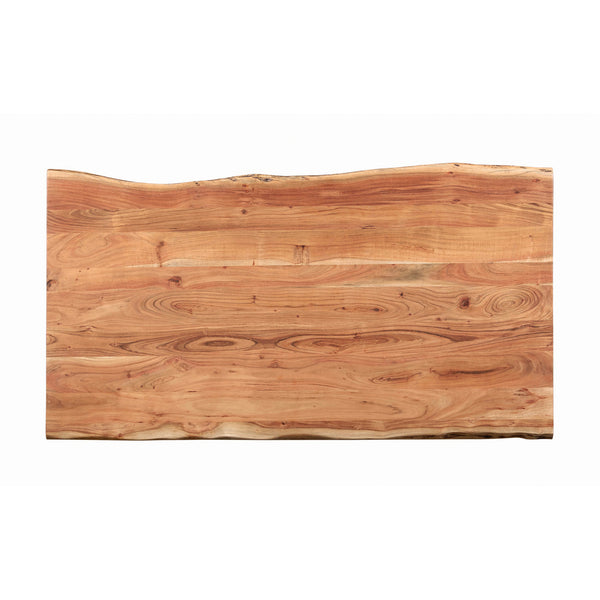 English Elm Shanahan Acacia Dining Table with Live Edge Top, Rustic Grain Finish & Minimalist Metal Legs for Durable Style B062S00656