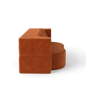 English Elm Modern Corduroy Folding Floor Sofa Sleeper with Foam Fill for Studio Bedroom Guests Orange W2353P379629