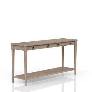 English Elm Sofa Sand Finish Console Table with Two Drawers and Lower Shelf, Solid Wood+MDF, Transitional Style B2699P218291
