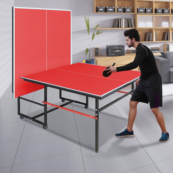 English Elm 8ft Foldable Ping Pong Table Aluminum Frame Complete Set for Game Room or Office W1408P418018