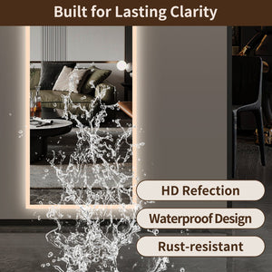 English Elm 65" Arch Full Length Wall Mirror with Dimmable Led Lighting for Bedroom or Entryway W2709P435570