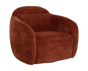Sunpan Ismo Swivel Lounge Chair - Modern Art Piece With Cushioned Curves For Ultimate Comfort And Style Brown Fabric 111962