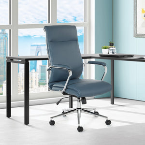 OSP Home Furnishings High Back Ergonomic Manager Chair with Antimicrobial Fabric Chrome Arms and Lumbar Support High Blue 920350C-R105