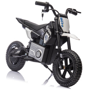 English Elm 24v Kids Electric Motocross Motorcycle 200w Hub Motor Suspension Led Bluetooth Audio Black W1578P225053