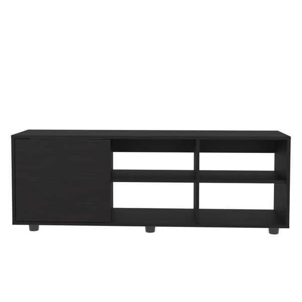 English Elm Adel 51" TV Stand with Cabinet and Four Shelves, Cable Management, Holds Up to 60" TVs, Sleek Design Black 53.01 L x 21.01 W x 5.01 H B070P254801