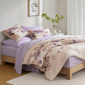 English Elm Floral Comforter Set With Hypoallergenic Sheets In Taupe - Elegant Layering For Cozy Bedrooms! B035P266689