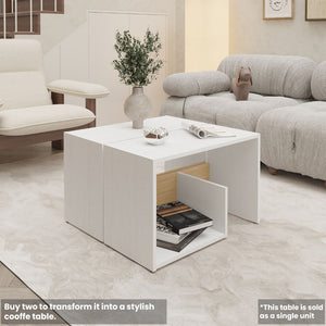 English Elm Vega Modern Side Table With Open Shelving, Stylish White And Light Oak Finish For Small Spaces B128P287507-GIGA