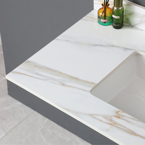 English Elm 43 Inch Marble Vanity Top - Elegant Carrara White Sink With 4" Backsplash & Durable Design For Bathrooms W2699P192444