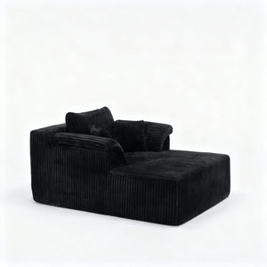 English Elm 60 Inch Oversized Corduroy Cloud Chaise Frameless Deep Seat Lounge for Living Room Black W1919P499870