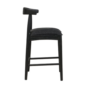 English Elm Christopher Knight Home® - COUNTER Ladder Back Farmhouse Counter Stool Set of 2 with Upholstered Seats and Tapered Rubberwood Legs Black N771P339881H