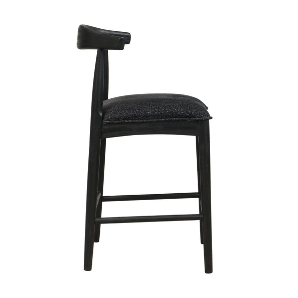 English Elm Christopher Knight Home® - COUNTER Ladder Back Farmhouse Counter Stool Set of 2 with Upholstered Seats and Tapered Rubberwood Legs Black N771P339881H