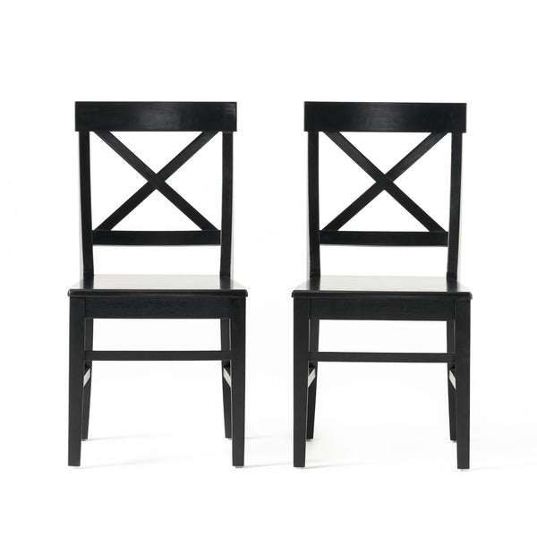 English Elm Christopher Knight Home® - Roshan Farmhouse Acacia Wood Dining Chairs, Set Of 2 - Rustic Black, Durable Comfort For Every Meal 62888.00BLK