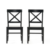 Christopher Knight Home® - Noble House - Roshan Farmhouse Black Finish Acacia Wood Dining Chairs