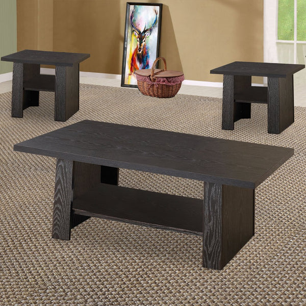 English Elm Bewildering Matte Black Wood 3 Piece Nesting Side Table Set with Open Shelves B056P216344