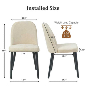 English Elm Dark Forest Green Chenille Armless Dining Chairs Set of 2 with Sleek Metal Legs T3967P423903