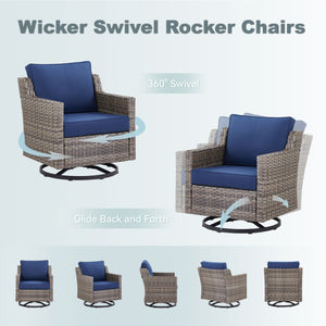 English Elm 73.2" Outdoor Handwoven Rattan 3 Seat Sofa with Olefin Cushions for Porch or Patio Blue T3773P416342