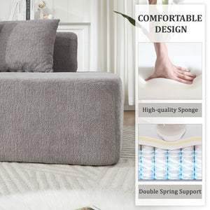 English Elm Compression Sectional Couch with Corduroy Upholstery, Deep-Seated Modular L-Shaped Sleeper Sofa, No-Assembly Comfort and Stability LIGHT GREY W1249S00007