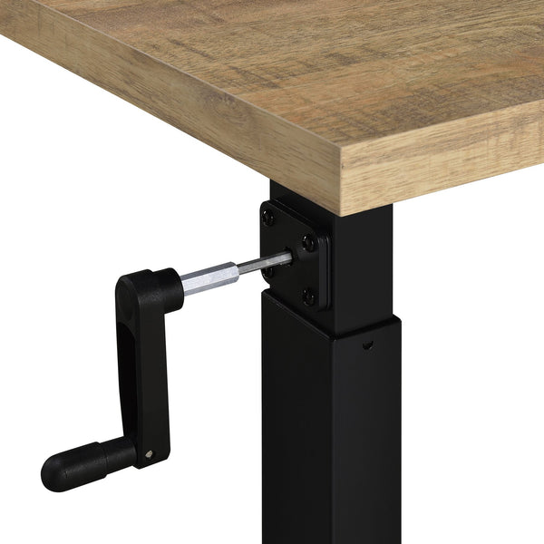 English Elm Geary Mango Height-Adjustable Mobile C-Table with Hand Crank, Locking Casters, Slim C-Base for Bedside Use B062P375562
