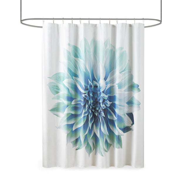JLA Home Madison Park - Printed Floral Cotton Percale Shower Curtain — 200TC, photo-realistic fade-resistant blooms, breathable 72x72 MP70-4800