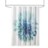 Madison Park Norah Modern/Contemporary Printed Floral Cotton Shower Curtain MP70-4800 Aqua