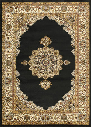 English Elm Classic Medallion Traditional Area Rug Bold Black Low Pile Living Room Accent B186P452275