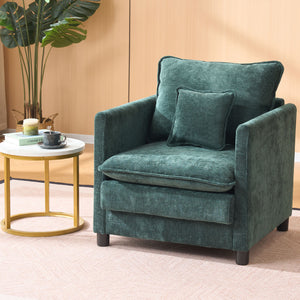English Elm Comfy Modern Accent Chair Thick Cushioned Seat with Pillow Set for Reading Nooks W1893P396306