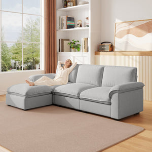 English Elm Cloud Sectional Sofa with Movable Chaise Soft Chenille Upholstery for Modern Living Rooms Gray W1359S00066