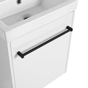 English Elm 18'' Floating Wall-Mounted Bathroom Vanity with Ceramic Sink, Soft-Close Door & Space-Saving Design Glossy White W999P236348
