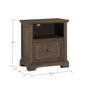 English Elm Dark Oak Toulon File Cabinet with Drawer, Open Shelf & Casters – Distressed Acacia Veneer, French Provincial Finish B011P363838
