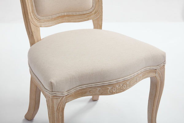 English Elm French Country Dining Chairs Set Of 2 - Stylish Upholstered Design, Fan-Back Comfort For Any Space W3426P324536