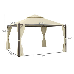 English Elm Outsunny 10' X 12' Steel Outdoor Patio Gazebo With Privacy Curtains, Two-Tier Roof & Versatile Design W2225P200753-GIGA