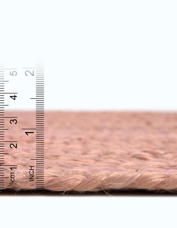 Unique Loom Braided Jute Dhaka Hand Braided Solid Rug Light Pink,  8' 0" x 8' 0"